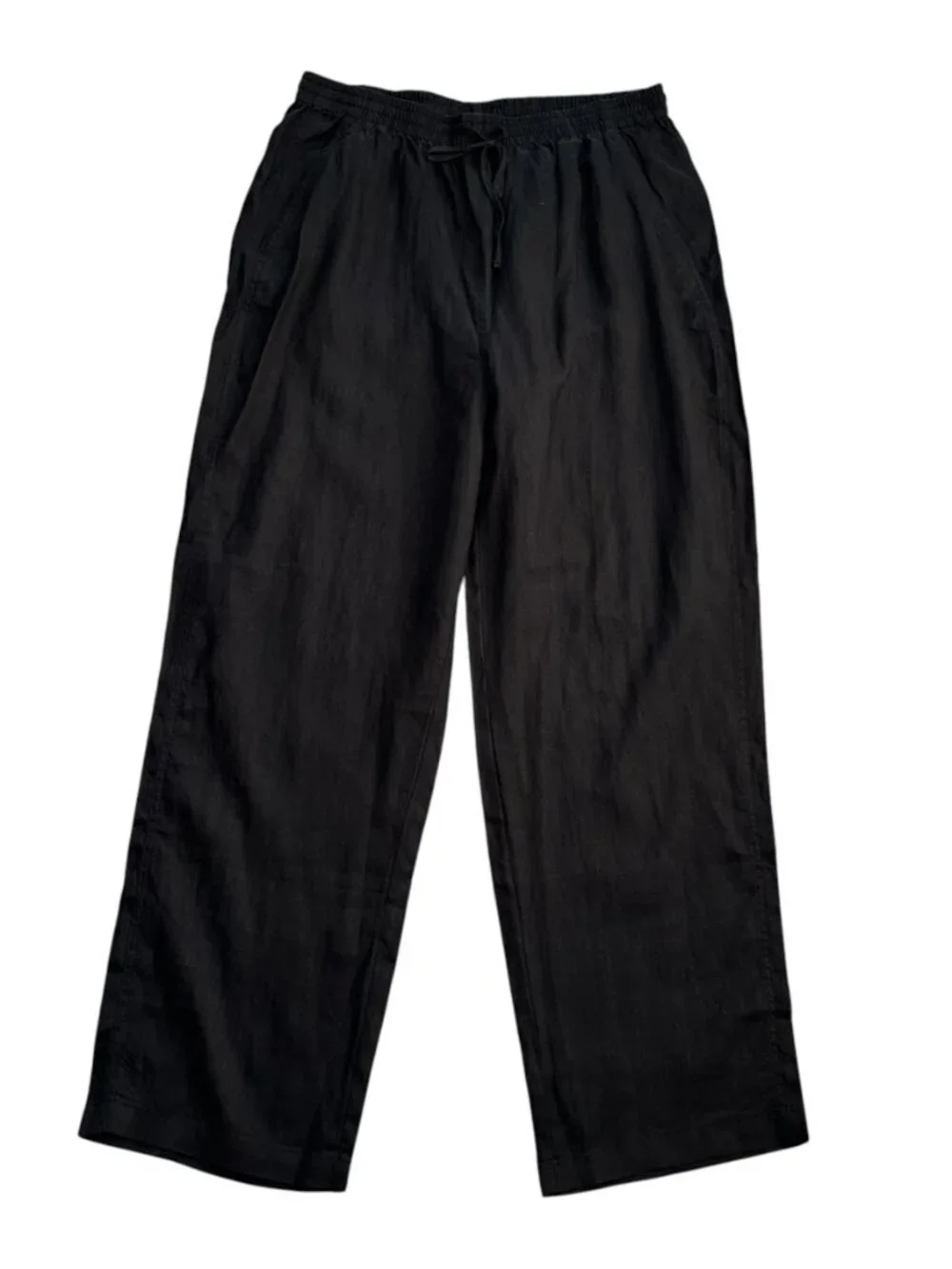 Banana Republic Women's Size L Tall Premium Linen Pull On Black Pants NEW